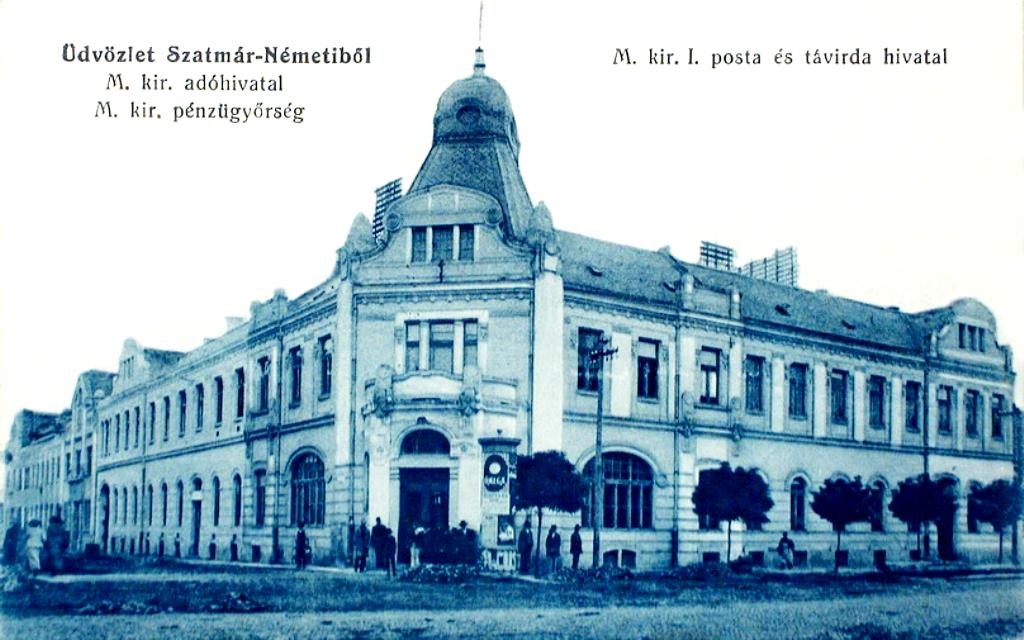 Régi képeslap - 1915 Postahivatal - Szatmárnémeti
